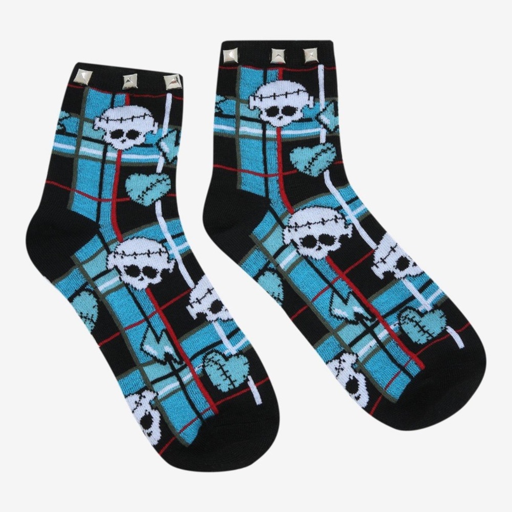 2/$12 Monster High Frankie Stein‎ Studded Ankle Socks Hot Topic